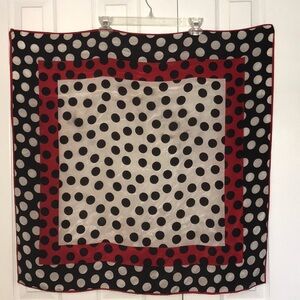 Vintage 1960s Polkadot Scarf Silk or other fabric unbranded